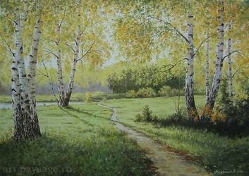 В тени берез.
