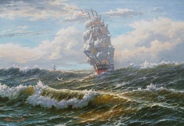 В открытом море